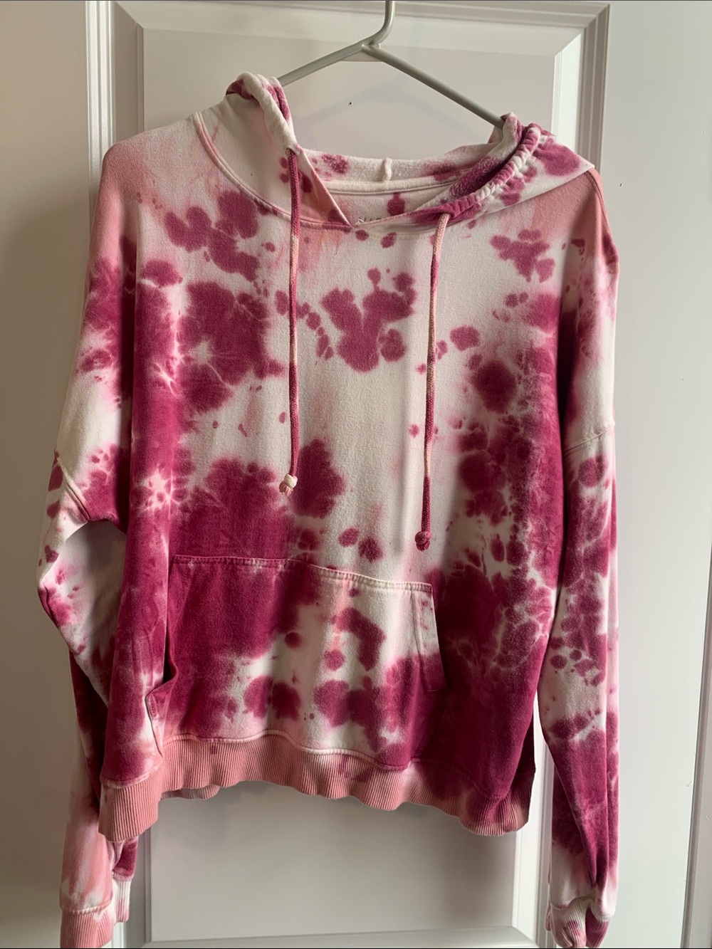 Harlow Pink and White Tie-Dye Oversized Drop Shoulder Hoodie